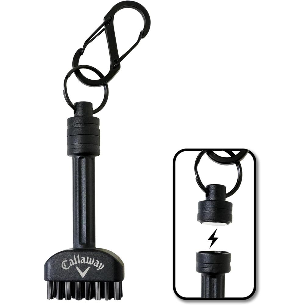 imageCallaway Golf MiniMag Magnetic Club Brush  Compact Golf Club Brush Groove Cleaner Golf Bag Accessory Detachable Magnet Durable Scrubbing Nylon Bristles