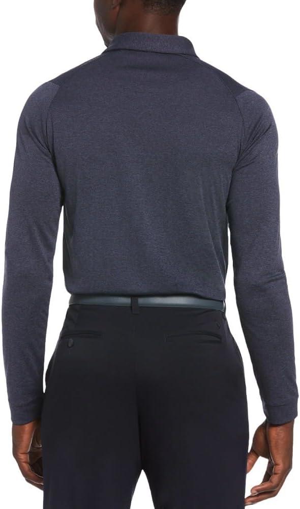 imageCallaway Mens Long Sleeve Moisture Wicking Golf Polo Shirt with Stretch Fabric Available in Big amp TallNavy Chambray Heather