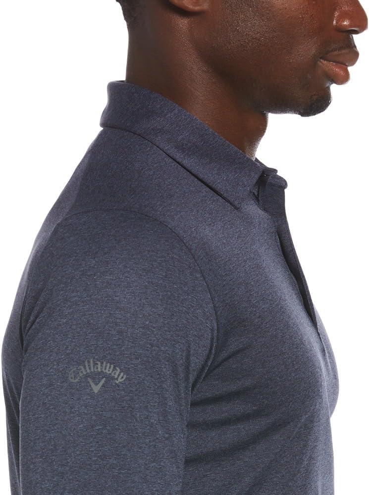 imageCallaway Mens Long Sleeve Moisture Wicking Golf Polo Shirt with Stretch Fabric Available in Big amp TallNavy Chambray Heather