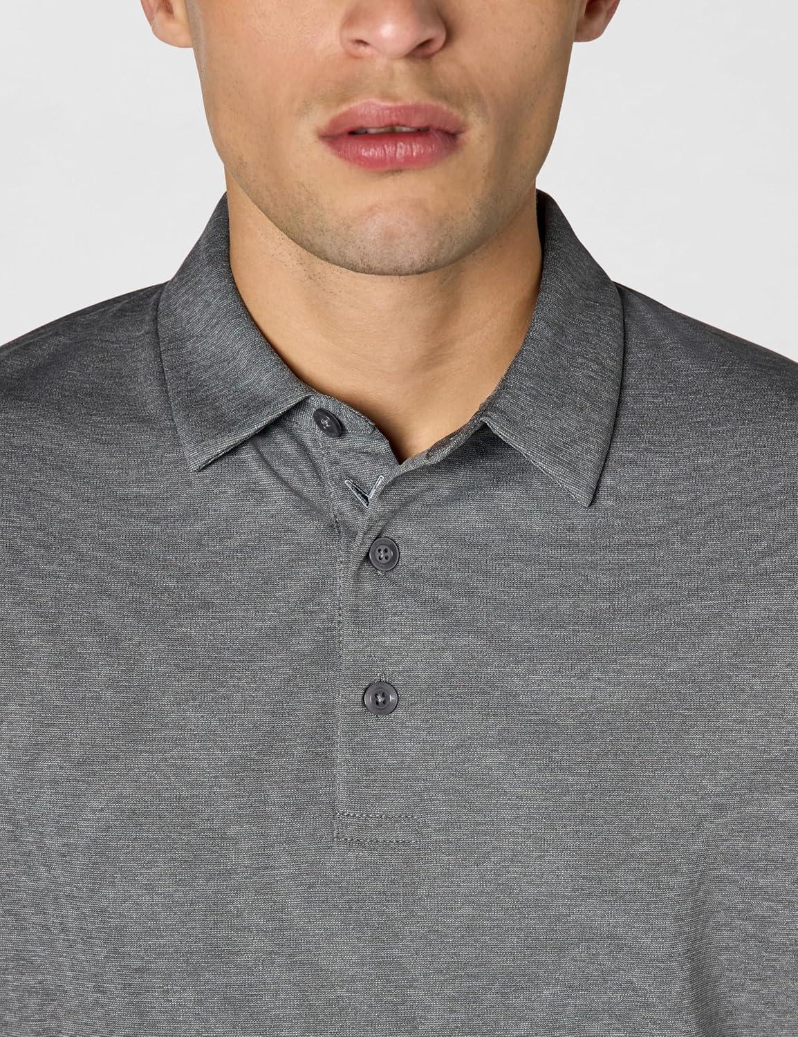 imageCallaway Mens Long Sleeve Moisture Wicking Golf Polo Shirt with Stretch Fabric Available in Big amp TallQuiet Shade Heather
