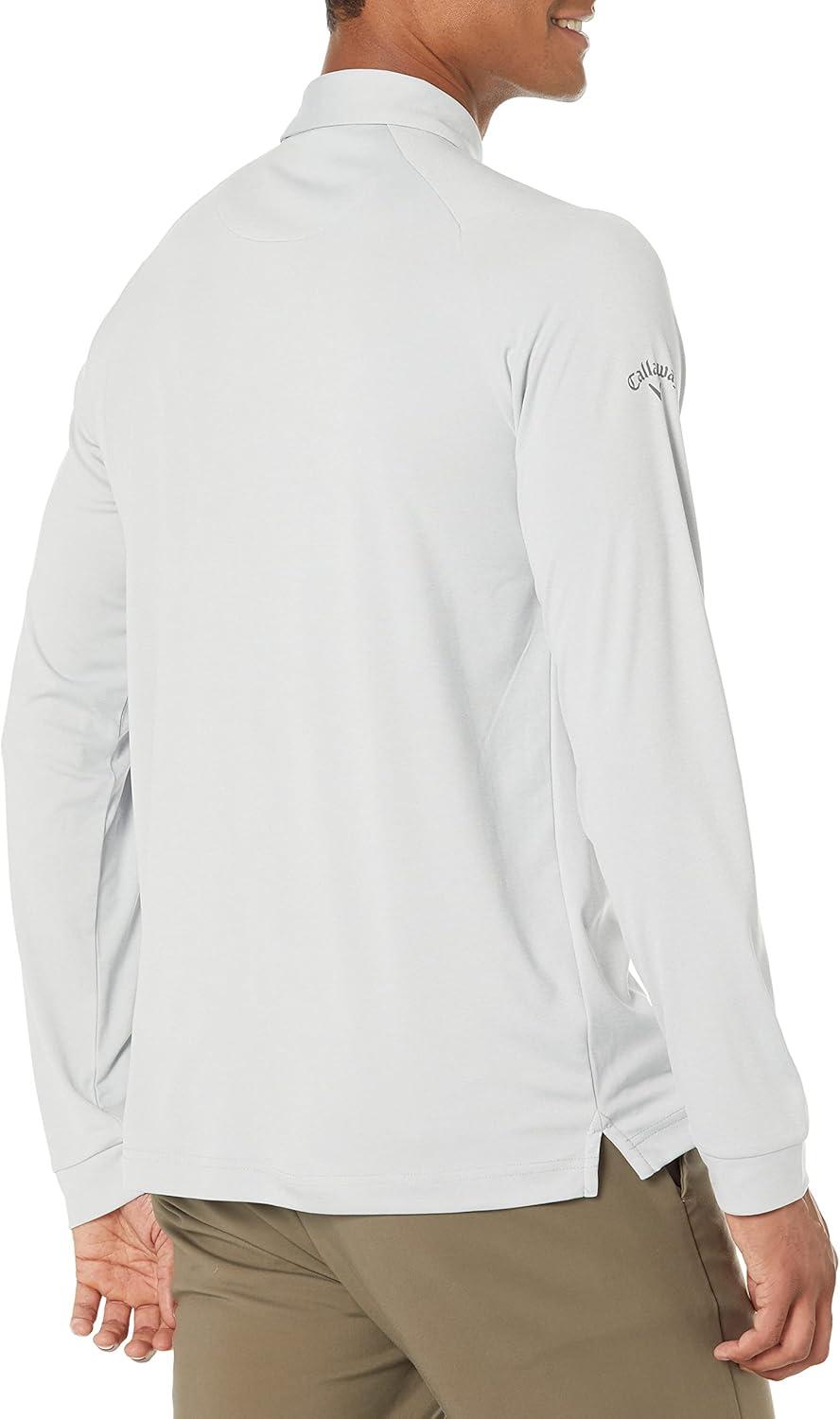 imageCallaway Mens Long Sleeve Moisture Wicking Golf Polo Shirt with Stretch Fabric Available in Big amp TallWhite Grey Htr