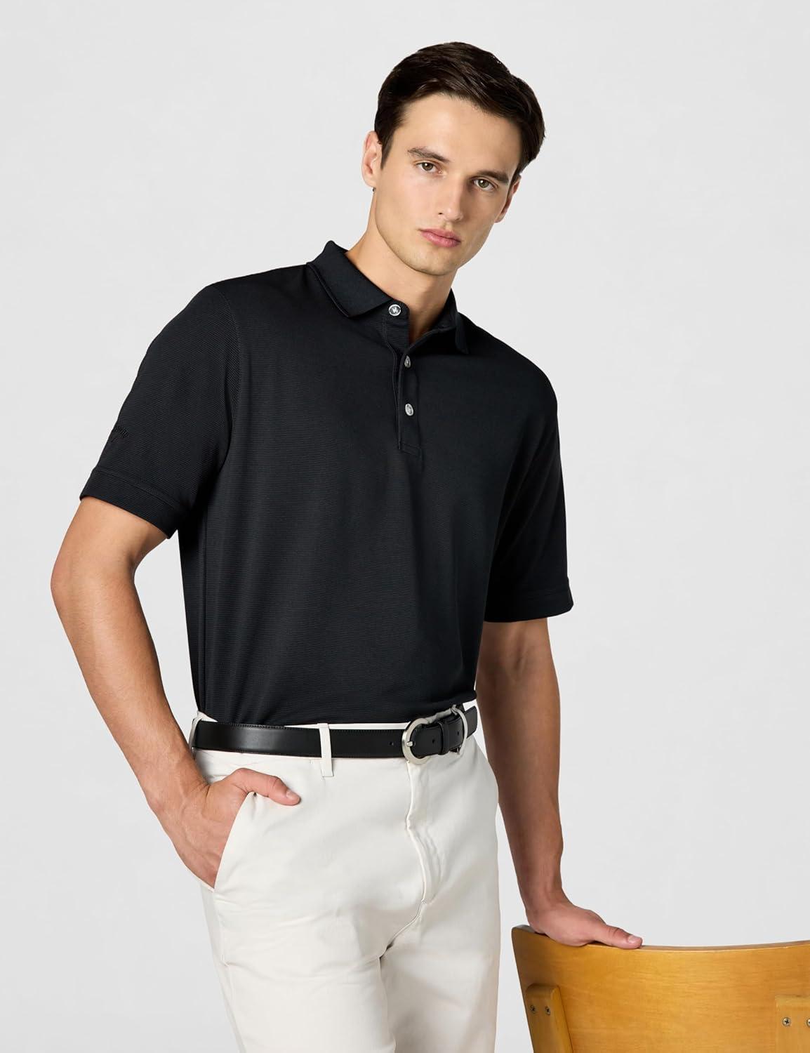 imageCallaway Mens Short Sleeve Stretch Ottoman Performance Golf Polo MoistureWicking Sun Protection Available in Big amp TallBlack