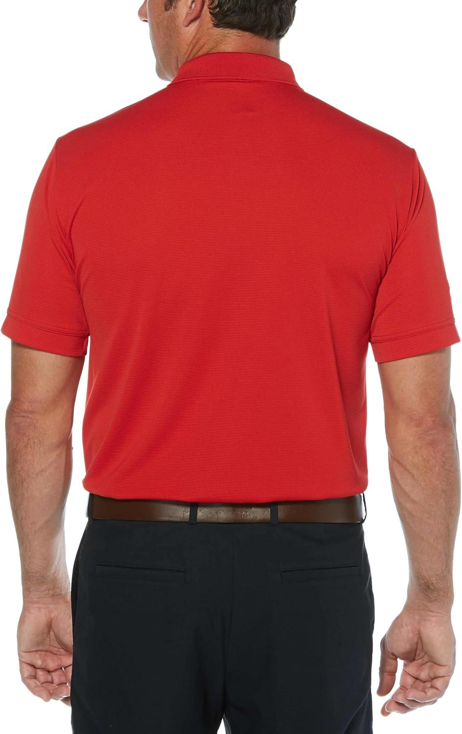 imageCallaway Mens Short Sleeve Stretch Ottoman Performance Golf Polo MoistureWicking Sun Protection Available in Big amp TallSalsa