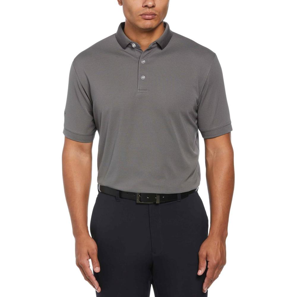 imageCallaway Mens Short Sleeve Stretch Ottoman Performance Golf Polo MoistureWicking Sun Protection Available in Big amp TallSmoked Pearl