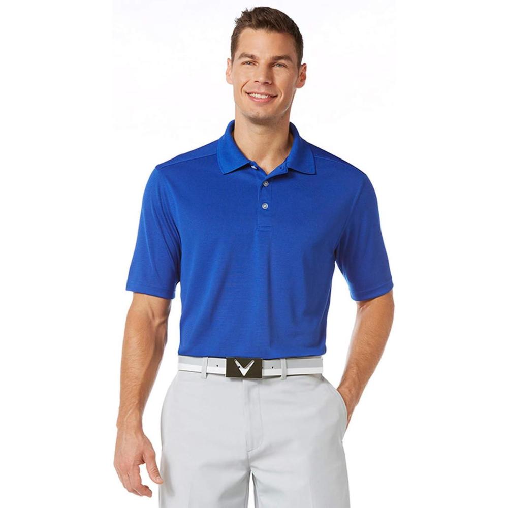 imageCallaway Mens Basics Short Sleeve Birdseye Polo ShirtMagnetic Blue