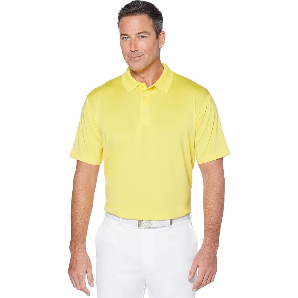 imageCallaway Mens Solid Optidri Short Sleeve Stretch Golf Polo Sun Protection MoistureWicking Available in Big amp TallLemon Zest