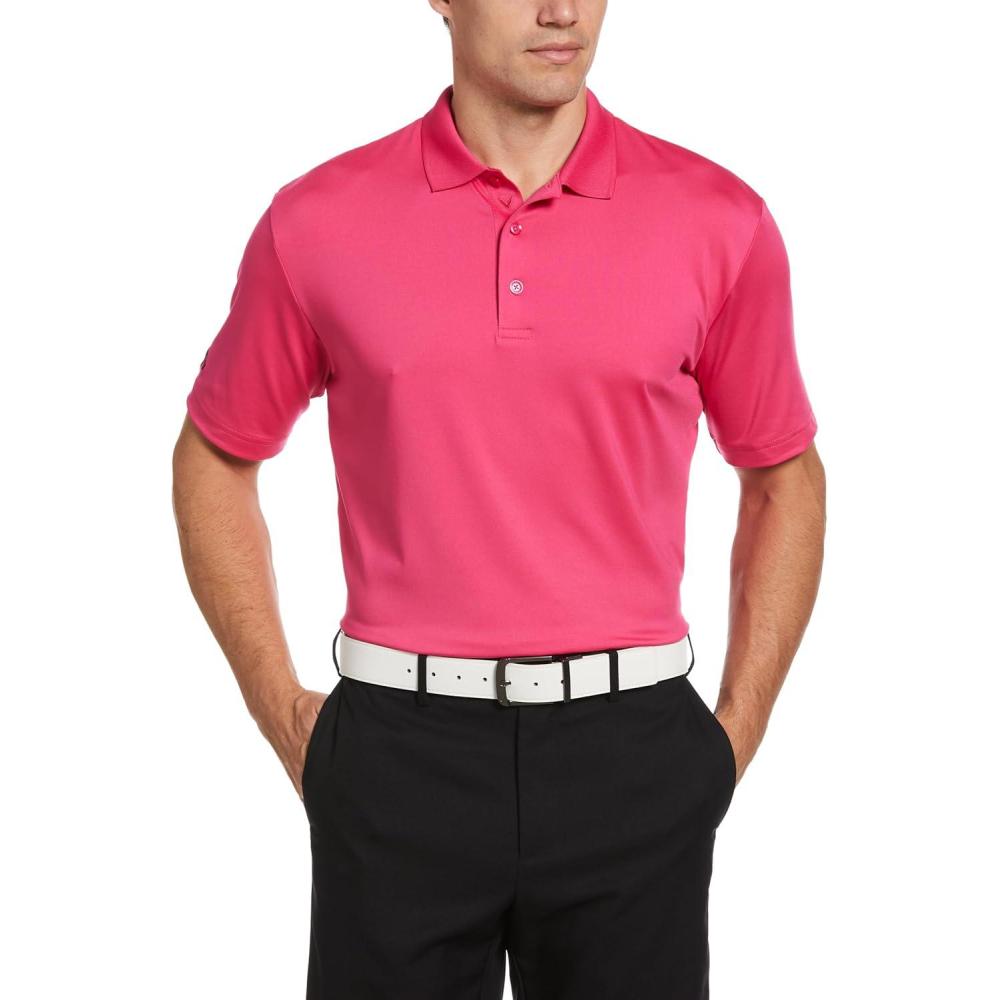 imageCallaway Mens Solid Optidri Short Sleeve Stretch Golf Polo Sun Protection MoistureWicking Available in Big amp TallVery Berry