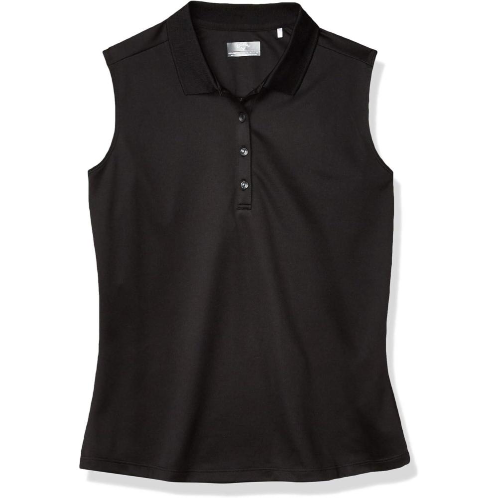 imageCallaway Womens OptiDri Sleeveless Golf Polo with UV Block Sun Protection Flexible Fit Ladies Performance ApparelCaviar Black