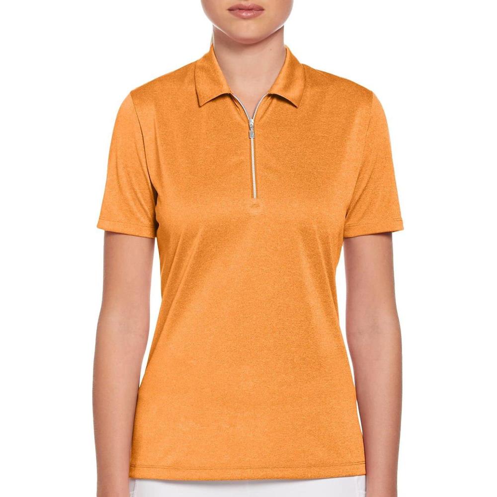 imageCallaway Womens Quarter Zip Short Sleeve Heather Golf Polo ShirtNectarine Htr