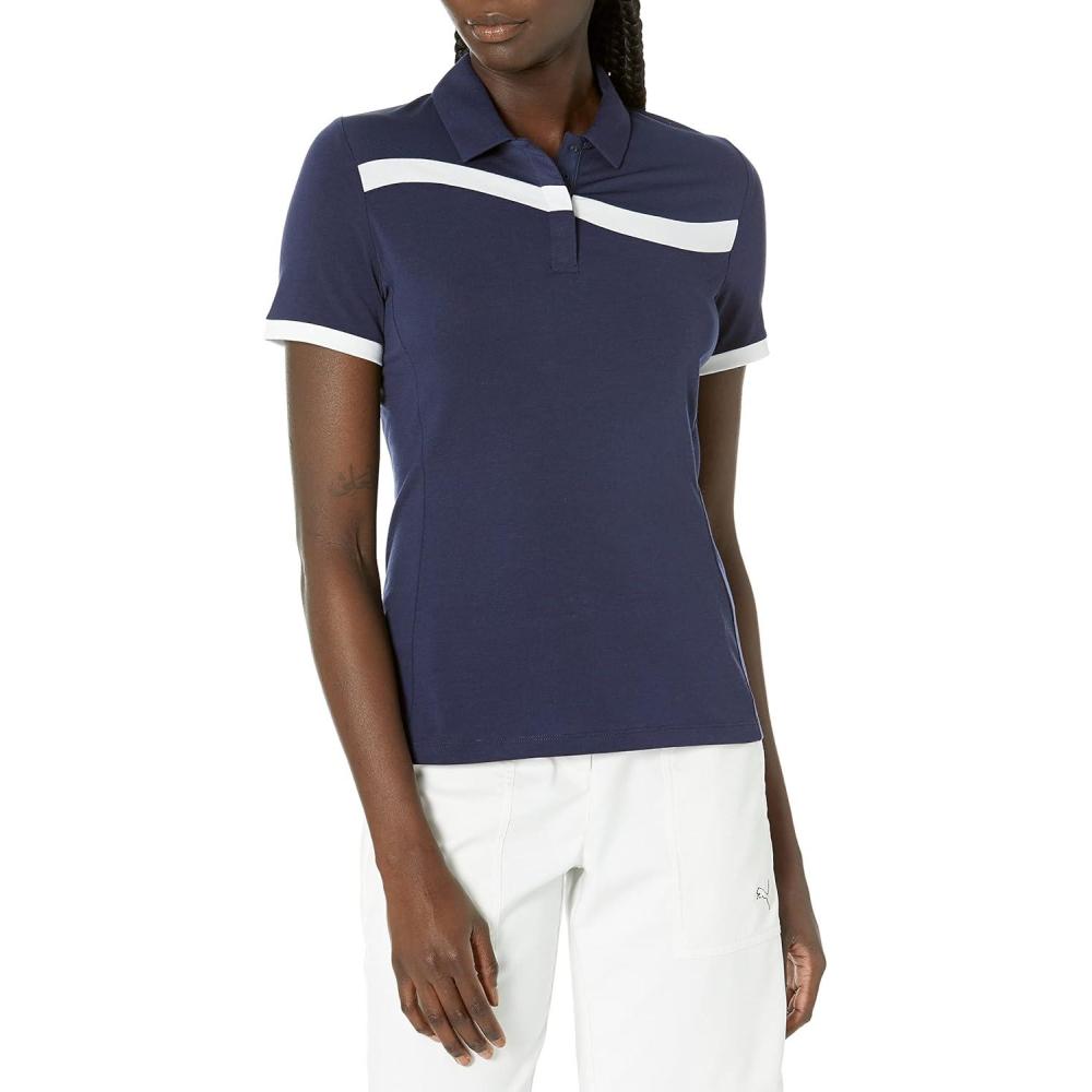 imageCallaway Womens Swingtech Asymmetrical Color Block Short Sleeve Golf Polo ShirtPeacoat