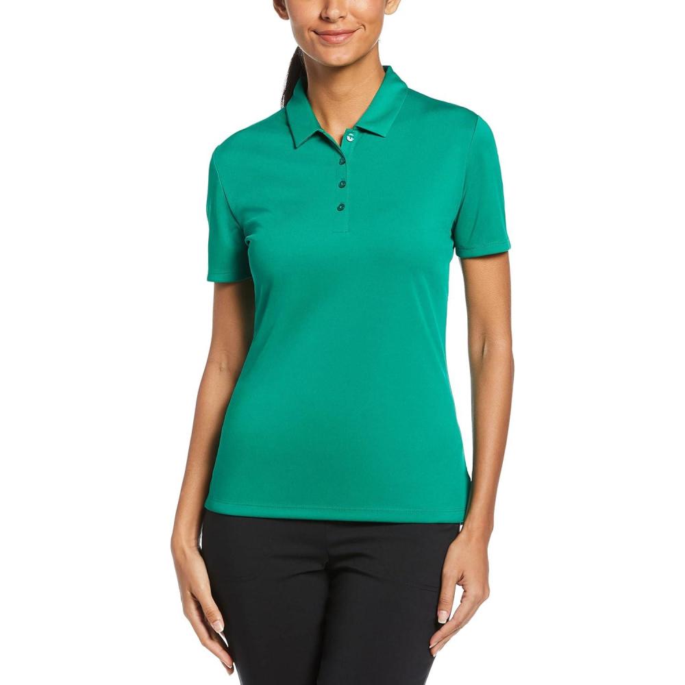 imageCallaway Womens Tournament Short Sleeve Golf Polo Shirt Added Stretch MoistureWicking Sun ProtectionUltramarine Green