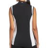 Callaway Womens Color Block Snap Front Sleeveless Golf Polo Shirt with Mesh Top Detail(Caviar)