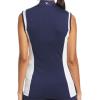 Callaway Womens Color Block Snap Front Sleeveless Golf Polo Shirt with Mesh Top Detail(Peacoat)