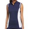 Callaway Womens Color Block Snap Front Sleeveless Golf Polo Shirt with Mesh Top Detail(Peacoat)