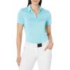 Callaway Womens Quarter Zip Short Sleeve Heather Golf Polo Shirt(Blue Curacao Htr)