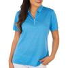 Callaway Womens Quarter Zip Short Sleeve Heather Golf Polo Shirt(Blue Sea Star Htr)