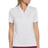 Callaway Womens Quarter Zip Short Sleeve Heather Golf Polo Shirt(Brilliant White)