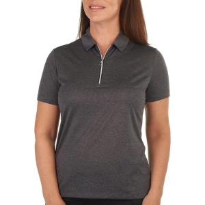 Callaway Womens Quarter Zip Short Sleeve Heather Golf Polo Shirt(Black Heather)