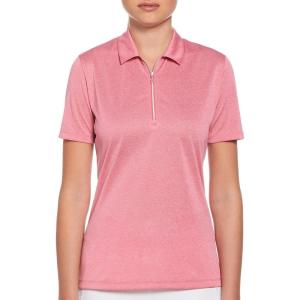 Callaway Womens Quarter Zip Short Sleeve Heather Golf Polo Shirt(Fruit Dove Htr)