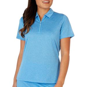 Callaway Womens Quarter Zip Short Sleeve Heather Golf Polo Shirt(Ibiza Blue Htr)
