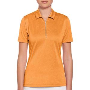 Callaway Womens Quarter Zip Short Sleeve Heather Golf Polo Shirt(Nectarine Htr)