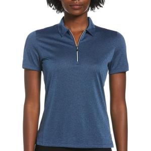 Callaway Womens Quarter Zip Short Sleeve Heather Golf Polo Shirt(True Navy Htr)