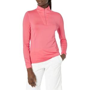 Callaway Women’s Solid Sun Protection 1/4 Zip with Chev Front Seams & Top Stitching Detail Shirt(Coral Paradise)