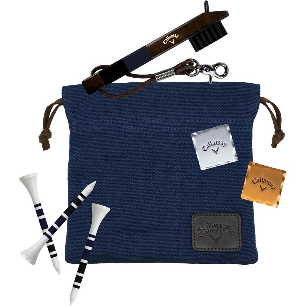 imageCallaway Heritage Golf Accessories Kit  Features a Premium Club Brush valuables Pouch tees and a Gold and Silver Metal Golf Ball MarkerNavy