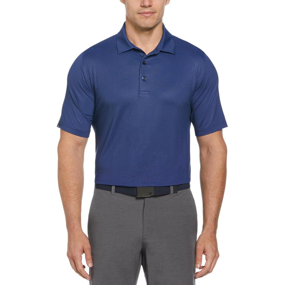 imageCallaway Mens Chevron Foulard Print Stretch Golf Polo Stretch Seams Sun Protection Available in Big amp TallPeacoat