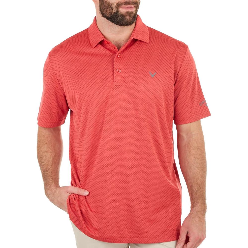 imageCallaway Mens Pro Spin Chevron Jacquard Short Sleeve Golf Polo Shirt MoistureWicking Durable Textured FabricTeaberry
