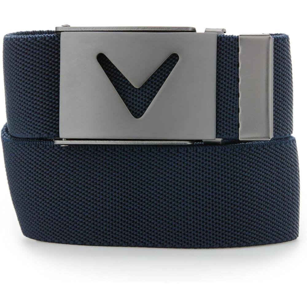 imageCallaway Mens VLogo Web Golf Belt with Durable Textured Stretch Material and Metal Tip Adjustable BucklePeacoat