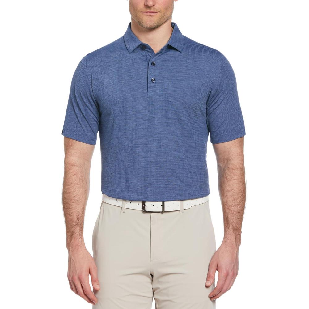 imageCallaway Mens Ventilated Classic Jacquard Short Sleeve Golf Polo Stretch Seams MoistureWicking Available in Big amp TallPeacoat