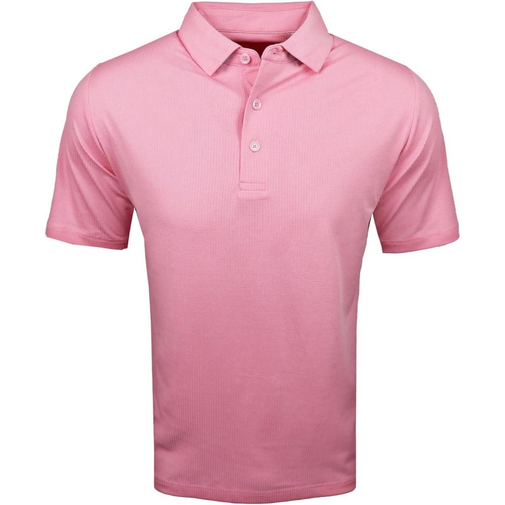 imageCallaway Mens Ventilated Classic Jacquard Short Sleeve Golf Polo Stretch Seams MoistureWicking Available in Big amp TallStrawberry Pink