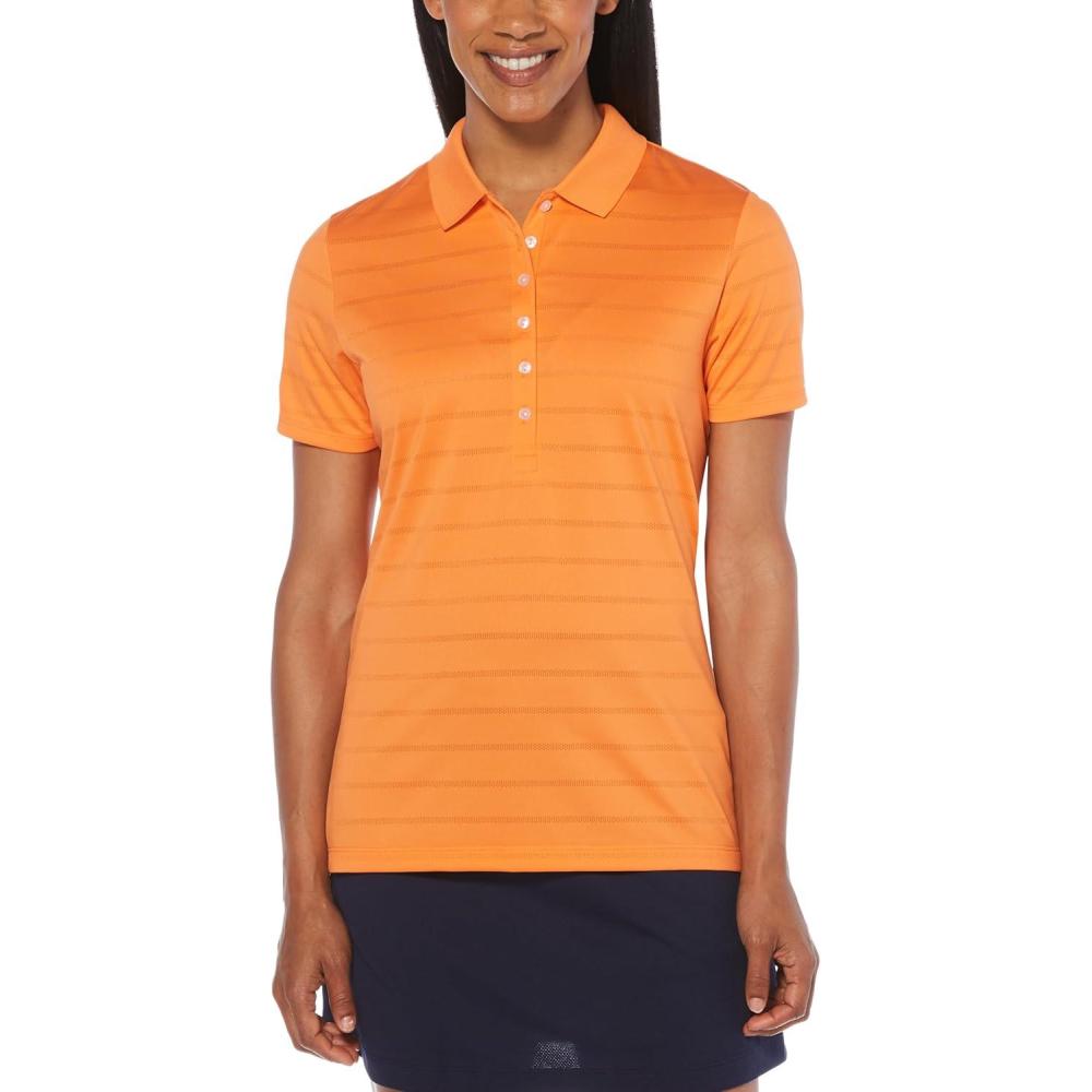 imageCallaway Womens Golf Short Sleeve Pique Open Mesh Polo ShirtCarrot