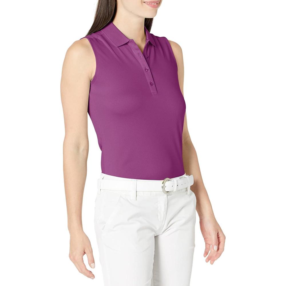 imageCallaway Womens OptiDri Sleeveless Golf Polo with UV Block Sun Protection Flexible Fit Ladies Performance ApparelDark Purple
