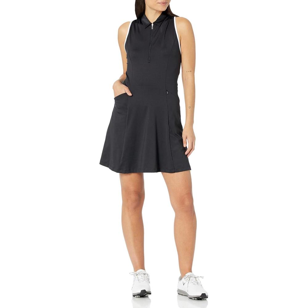 imageCallaway Womens Sleeveless Flounce Golf Dress with Inner Short Racer Back Truesculpt Technology Stretch FabricCaviar