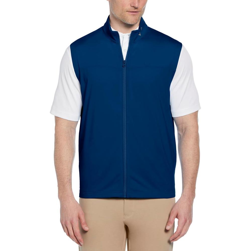 imageCallaway mens Swing Tech Full Zip Golf Outerwear Vest With Aquapel Technology Lightweight Breathable Recycled Stretch Fabric