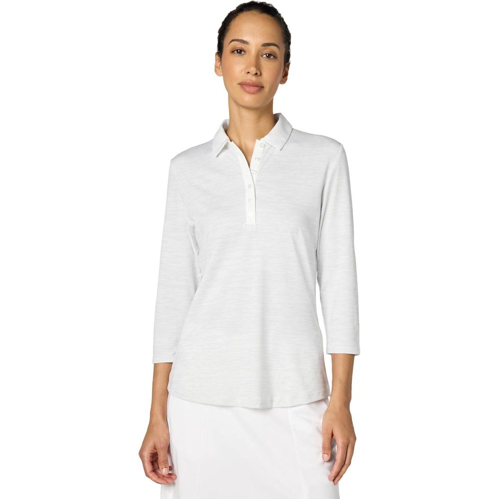 imageCallaway womens Swingtech 34 Sleeve Space Dye Golf Polo ShirtBrilliant White