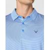 Callaway Mens Fine Line Stripe Short Sleeve Stretch Golf Polo, Moisture-Wicking, Sun Protection (Available in Big & Tall)(Marina)