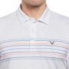Callaway Men’s Short Sleeve Core Performance Golf Polo Shirt with Sun Protection(Blue/Gray/Coral Chest Stripe White)
