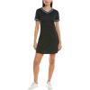 Callaway Women’s V-Neck Colorblock Short Sleeve Golf Dress with Truesculpt, Stretch Fabric, Moisture-Wicking, Sun Protection(Caviar)