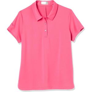 Callaway Girl’s Micro Hex Solid Short Sleeve Golf Polo Shirt, Moisture-Wicking, Durable Textured Fabric, Sun Protection, Fruit Dove, Large