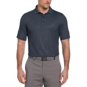 Callaway Mens Chevron Foulard Print Stretch Golf Polo, Stretch Seams, Sun Protection (Available in Big & Tall)(Caviar Black)