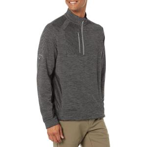 Callaway Men’s Eco Striped Mid Weight Fleece Base Layer(Black Heather)
