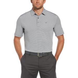 Callaway Mens Fine Line Stripe Short Sleeve Stretch Golf Polo, Moisture-Wicking, Sun Protection (Available in Big & Tall)(Asphalt)