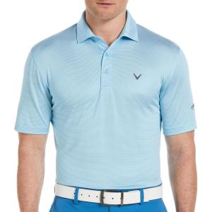 Callaway Mens Fine Line Stripe Short Sleeve Stretch Golf Polo, Moisture-Wicking, Sun Protection (Available in Big & Tall)(Blue Grotto)