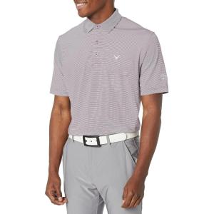 Callaway Mens Fine Line Stripe Short Sleeve Stretch Golf Polo, Moisture-Wicking, Sun Protection (Available in Big & Tall)(Dark Purple)