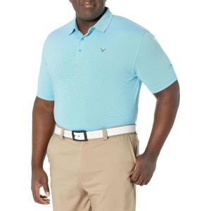 Callaway Mens Fine Line Stripe Short Sleeve Stretch Golf Polo, Moisture-Wicking, Sun Protection (Available in Big & Tall)(Hawaiian Ocean)