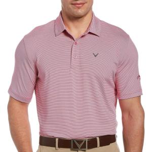 Callaway Mens Fine Line Stripe Short Sleeve Stretch Golf Polo, Moisture-Wicking, Sun Protection (Available in Big & Tall)(Lilac Rose)