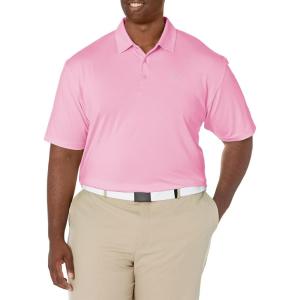 Callaway Mens Fine Line Stripe Short Sleeve Stretch Golf Polo, Moisture-Wicking, Sun Protection (Available in Big & Tall)(Pink Sunset)